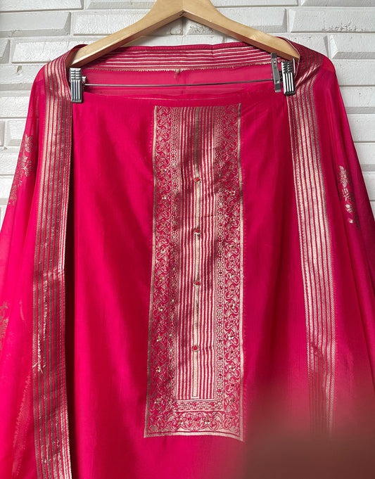 Banarasi organza silk unstitched ladies suit Rc17697