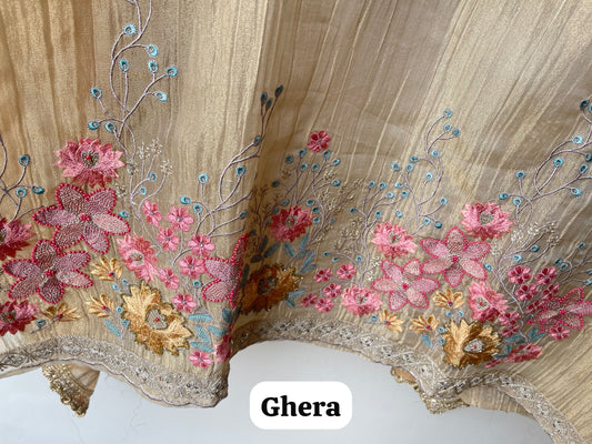 Elegant Crushed Shimmer Tissue Unstitched Ladies 3pcs Designer Suit Set