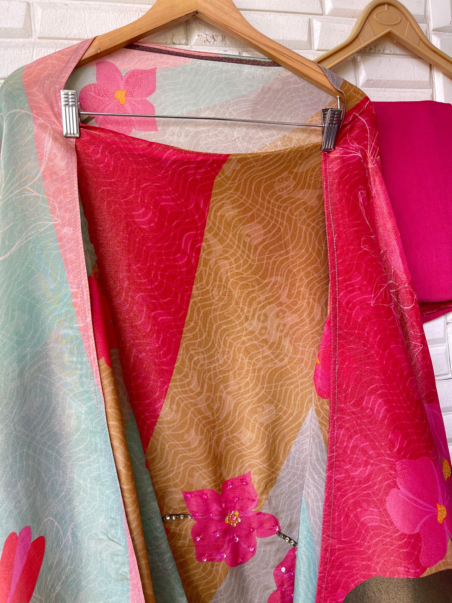 Shimmer silk unstitched ladies suit Rc17684