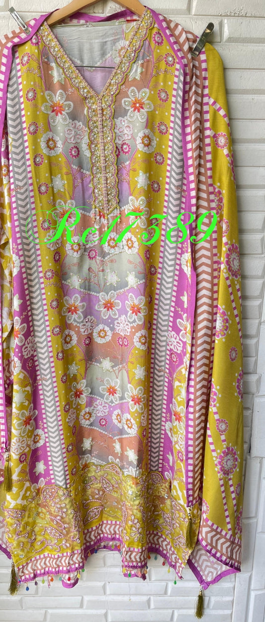 Muslin unstitched ladies suit Rc17389