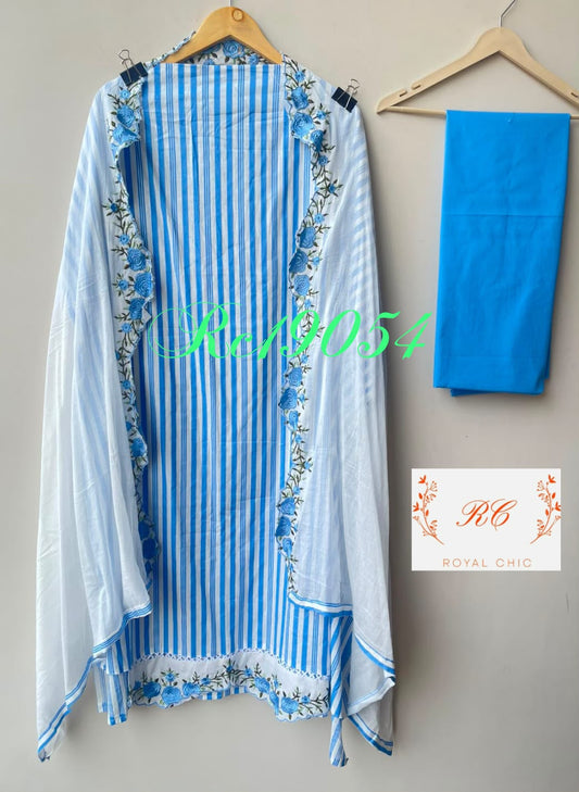 Mul cotton printed unstitched ladies suit Rc19054