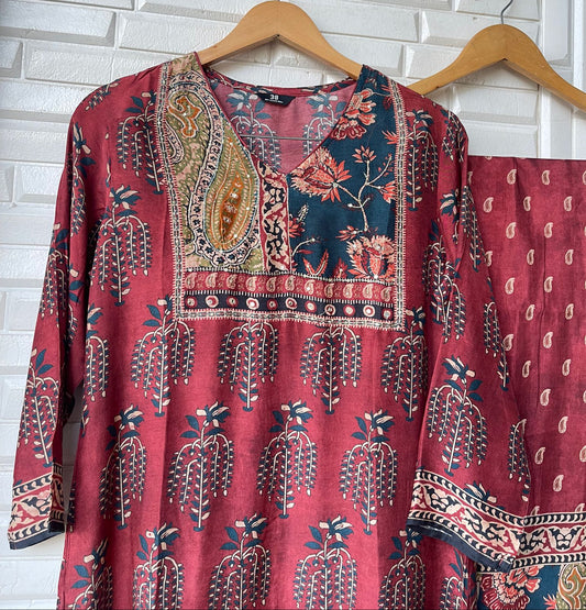 Pure Muslin Ready to Wear Co-ord Set Rc 15417