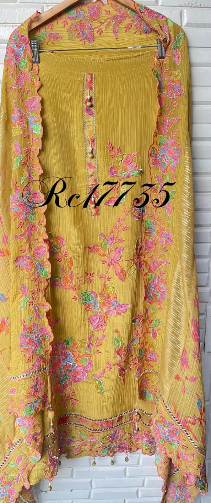 Pure crushed shimmer tissue silk unstitched ladies suit Rc17735