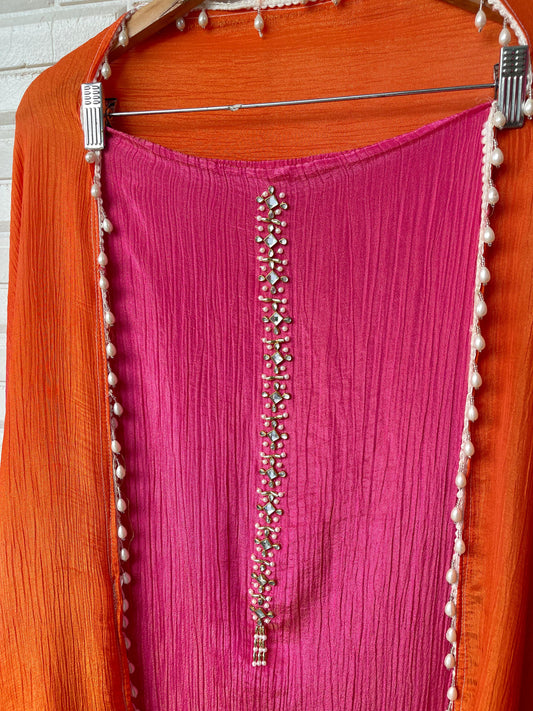 Crushed shimmer tissue unstitched ladies suit Rc17576