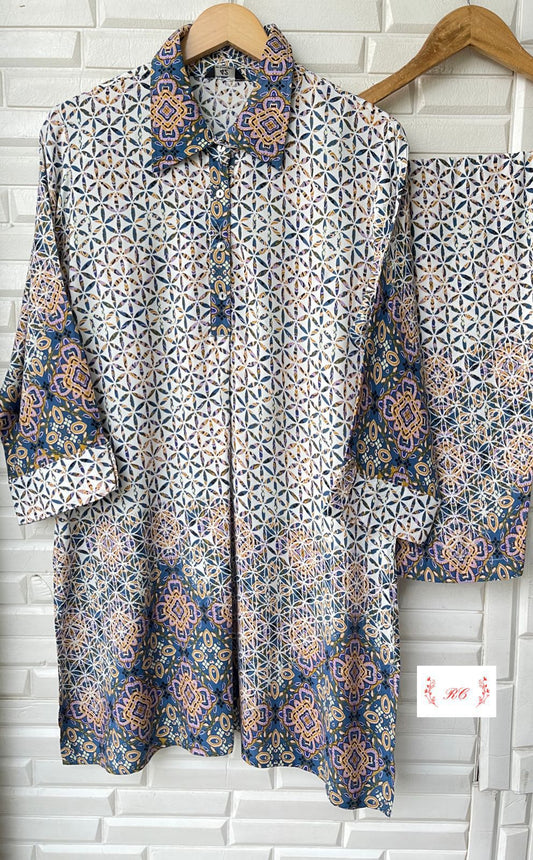 Ladies readymade muslin coord set Rc14799