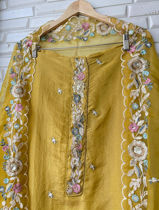 Self shimmer silk unstitched ladies suit Rc17610