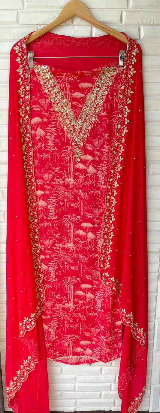 Chinnon silk unstitched ladies suit Rc15450