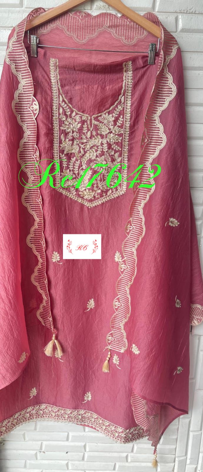 Crushed shimmer silk unstitched ladies suit Rc17642 (b)
