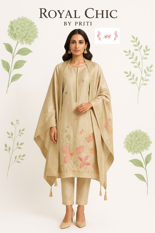 Shimmer silk unstitched ladies suit Rc17445