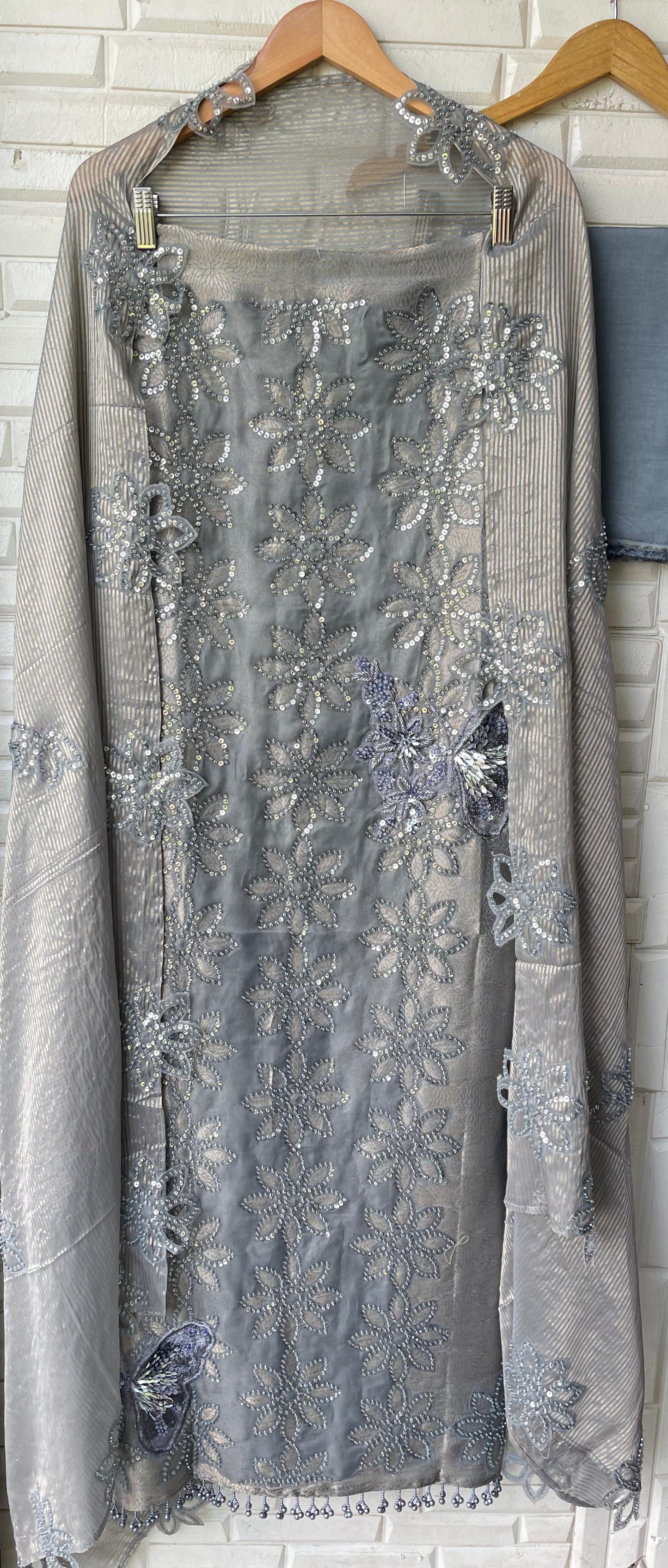 Brocade self banarasi shimmer silk unstitched ladies suit Rc17747 (a)