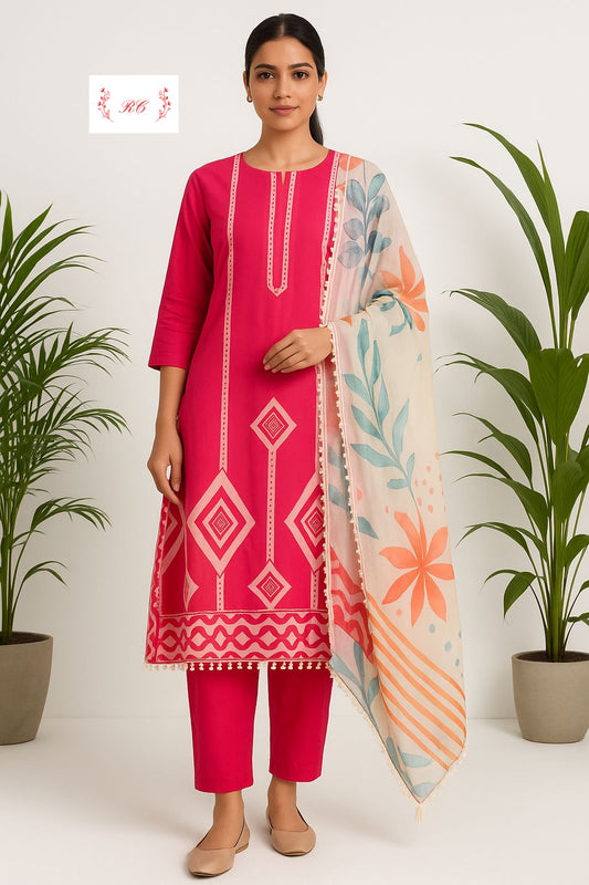 Organza semi stitched ladies suit Rc17483