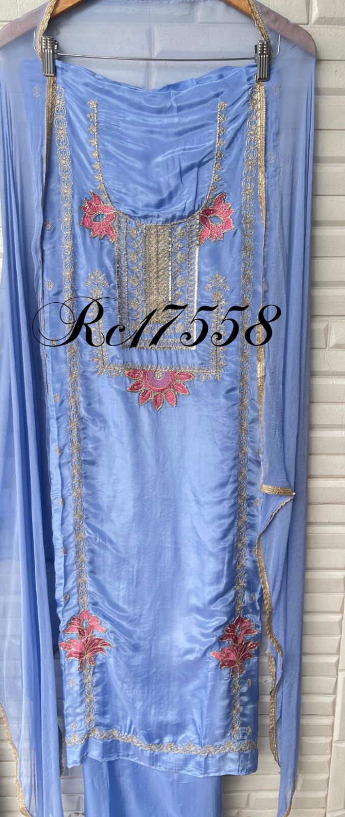 Glass organza unstitched ladies suit Rc17558