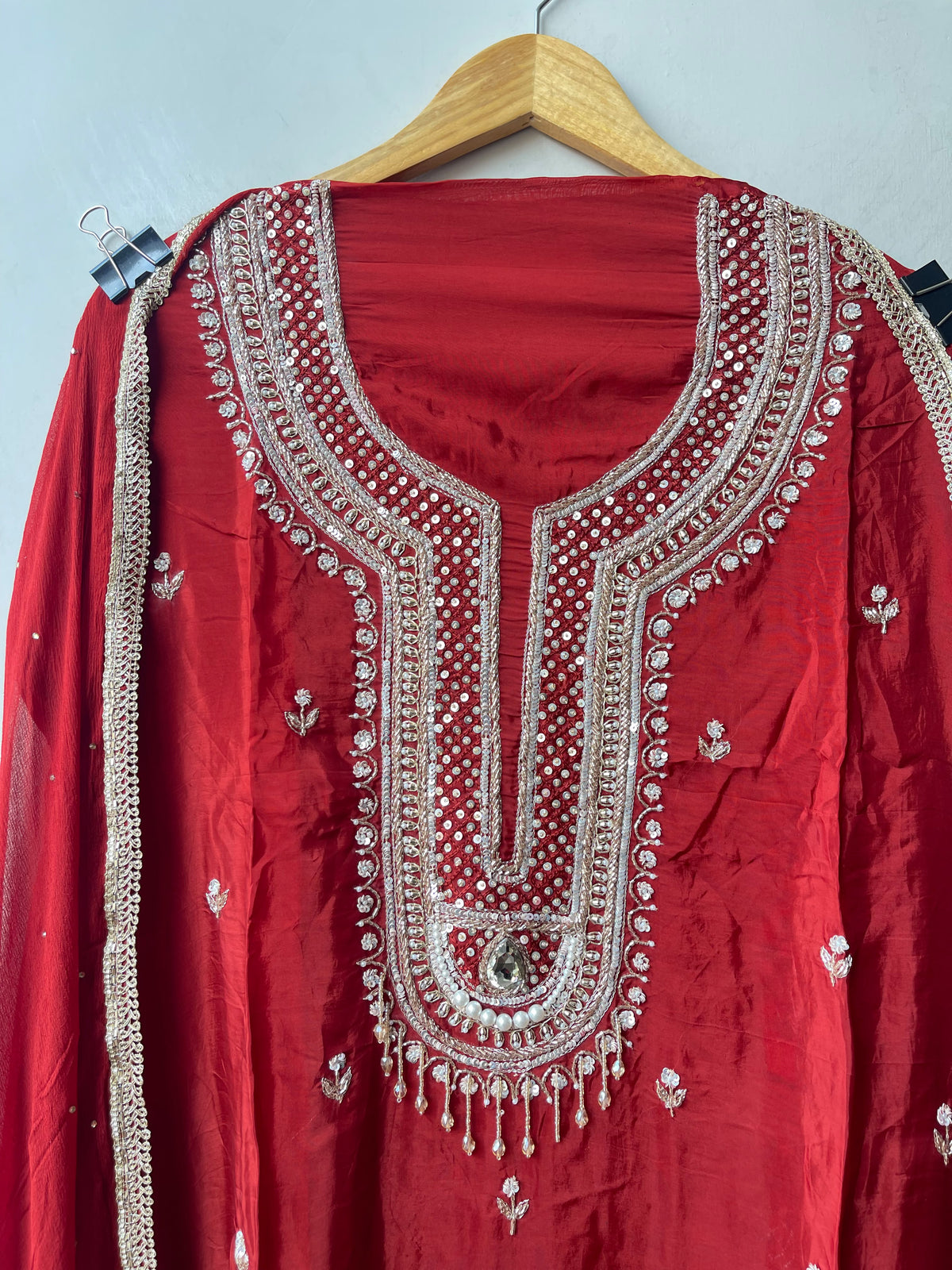 Crepe Satin 3 pcs Unstitched Designer Suit Set
