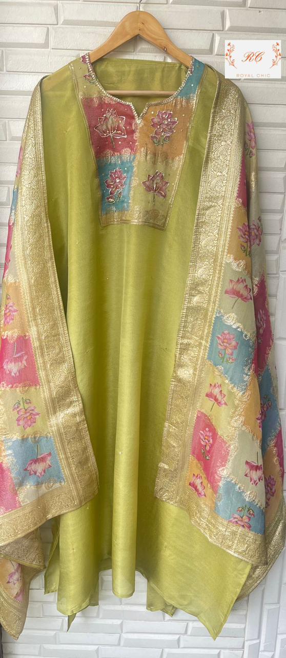 Pure Shimmer Silk Unstitched Ladies Suit Rc12716