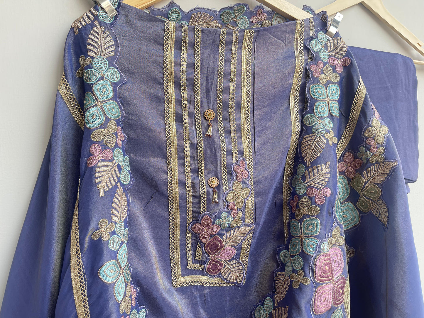 Shimmer silk unstitched ladies suit Rc17916