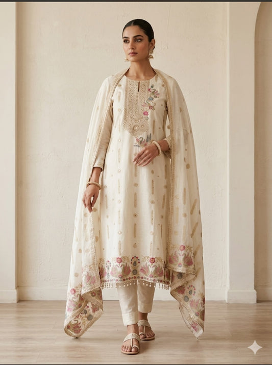 Cotton weaving unstitched ladies suit Rc18981