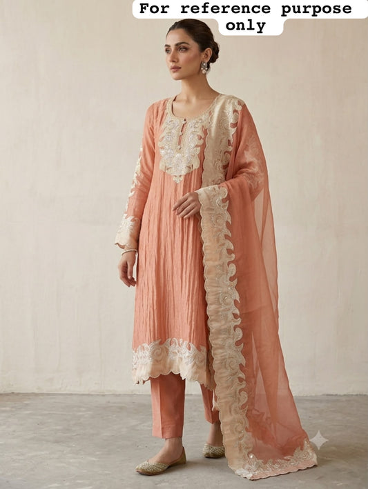 Pure Shimmer Tissue Ladies Unstitched Suit with Patchwork RC-19195(A) - Royal Chic by Priti (photo 2)