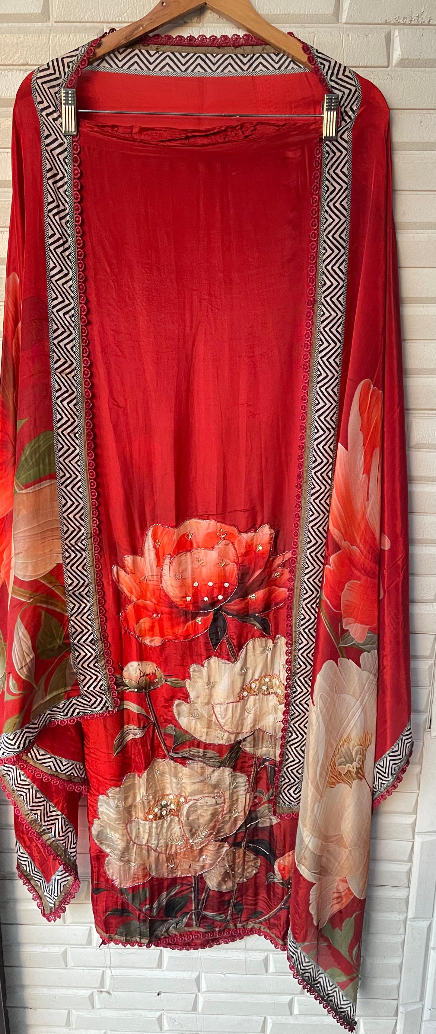 Crepe silk unstitched ladies suit Rc17584