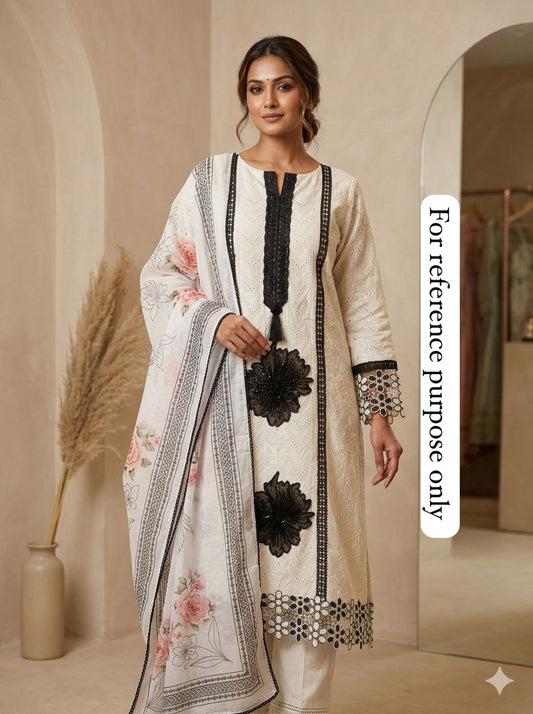 Chikan cotton unstitched ladies suit Rc18488