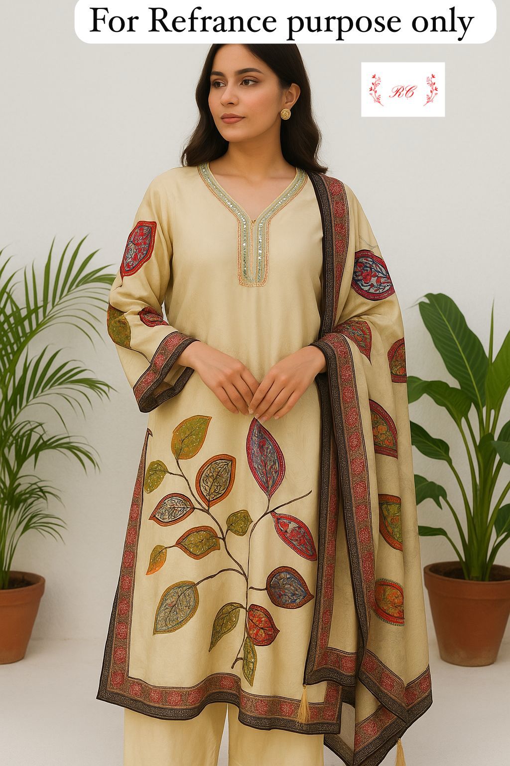 Self muslin crepe unstitched ladies suit Rc17606