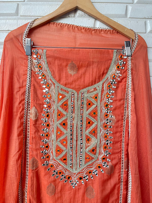 Mul chanderi semi stitched ladies suit Rc17537 (b)