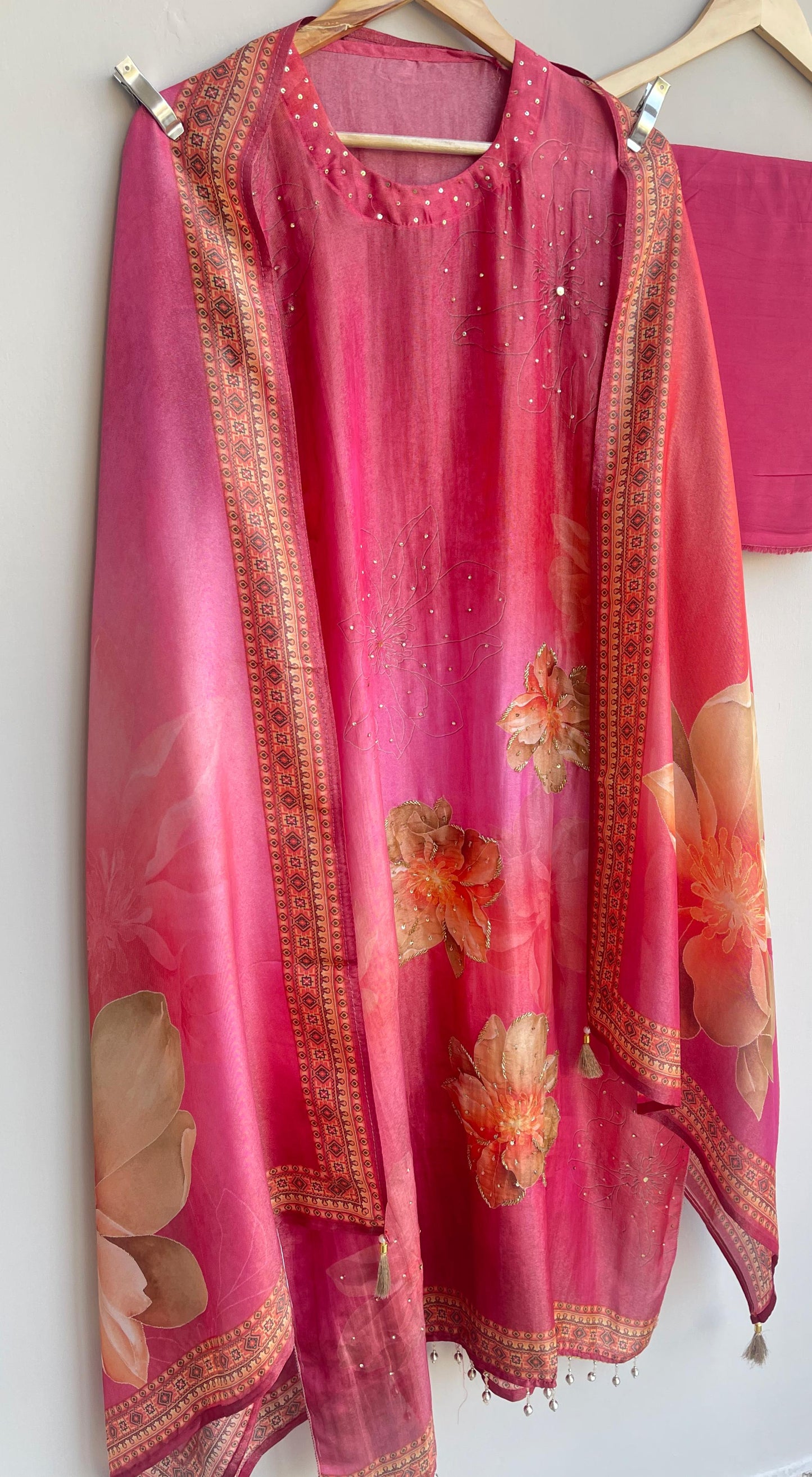 Shimmer silk unstitched ladies suit Rc17892