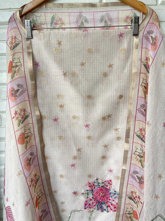 Banarasi Kora Linen Unstitched Ladies suit Rc17043