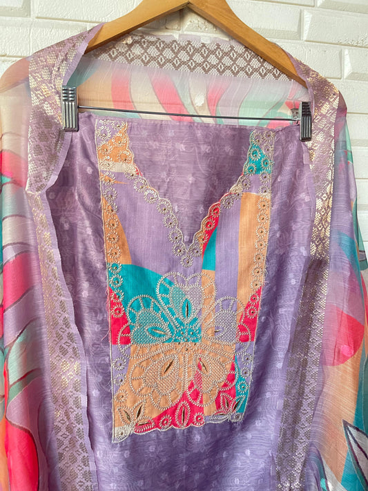 Linen chanderi unstitched ladies suit Rc17590 (b)