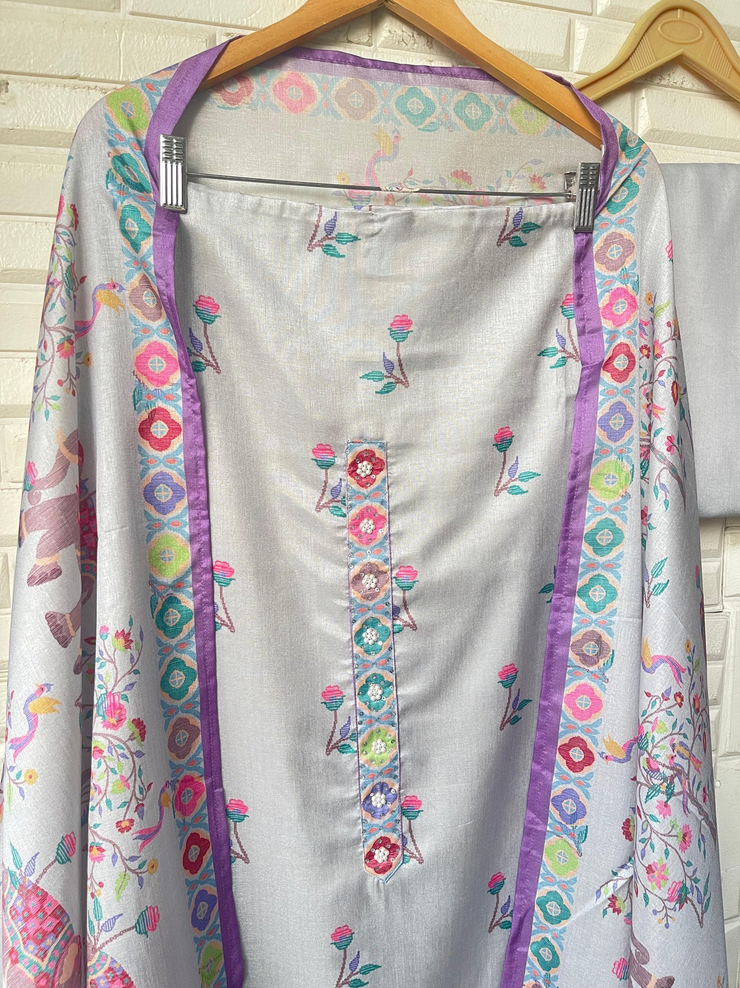 Tassar silk unstitched ladies suit Rc17702