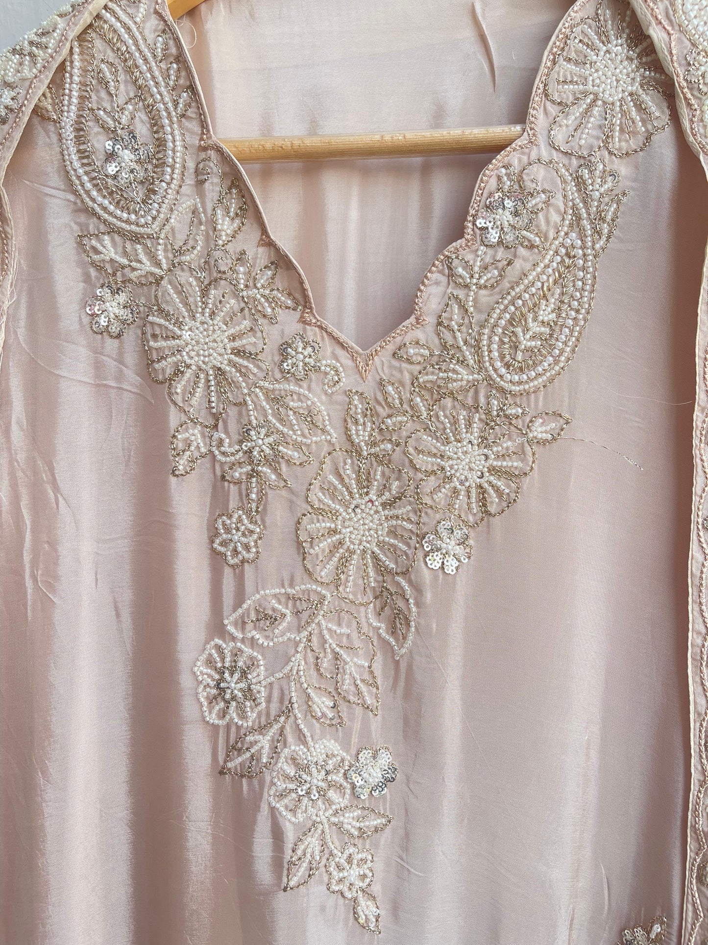 Satin crape unstitched ladies suit Rc17903