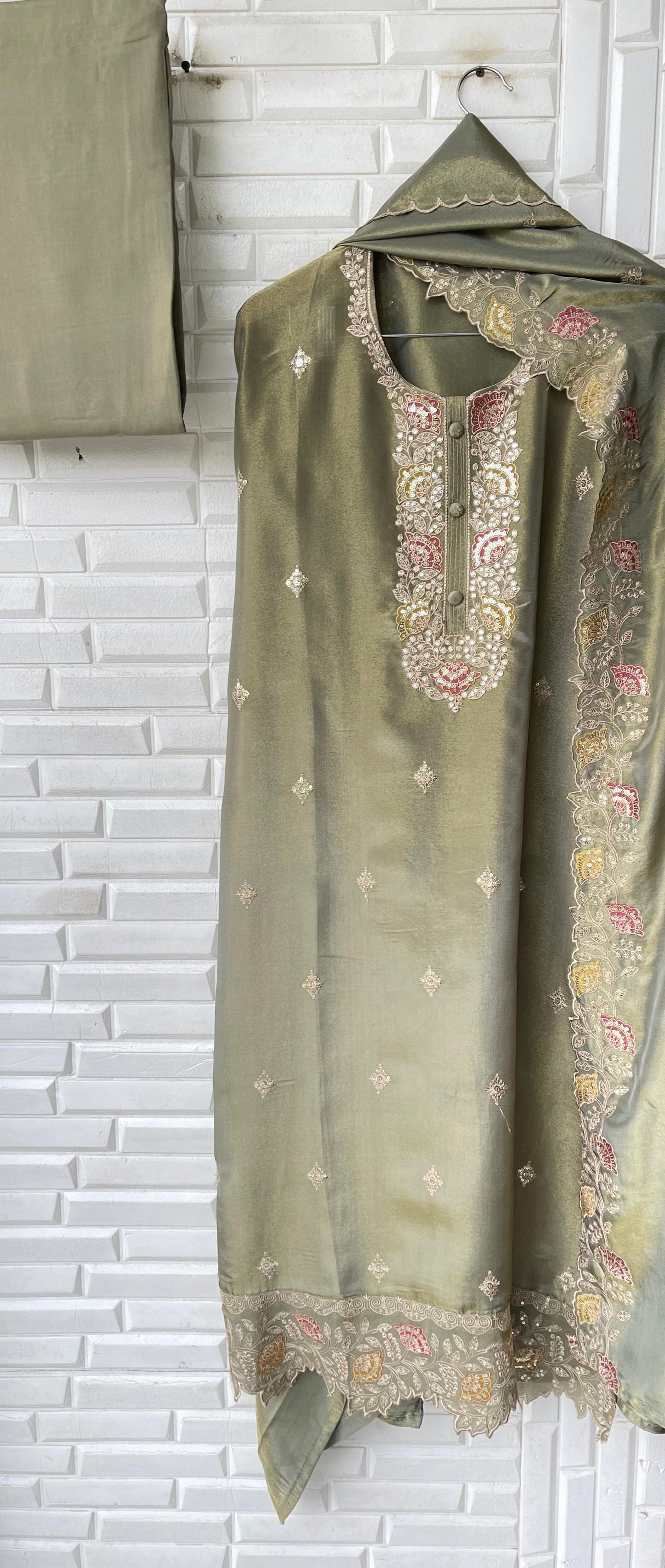 Shimmer silk unstitched ladies suit Rc 16044
