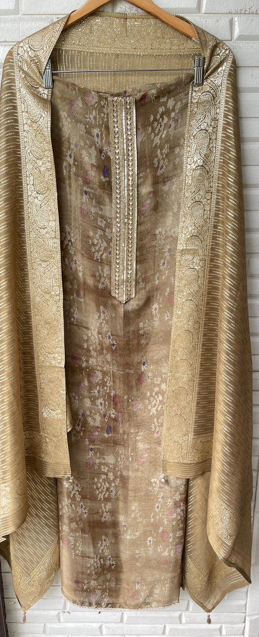 Banarasi shimmer silk unstitched ladies suit Rc17666 (a)