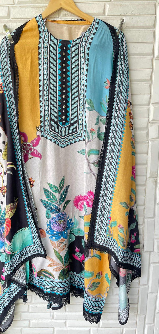 Muslin unstitched ladies suit Rc17059