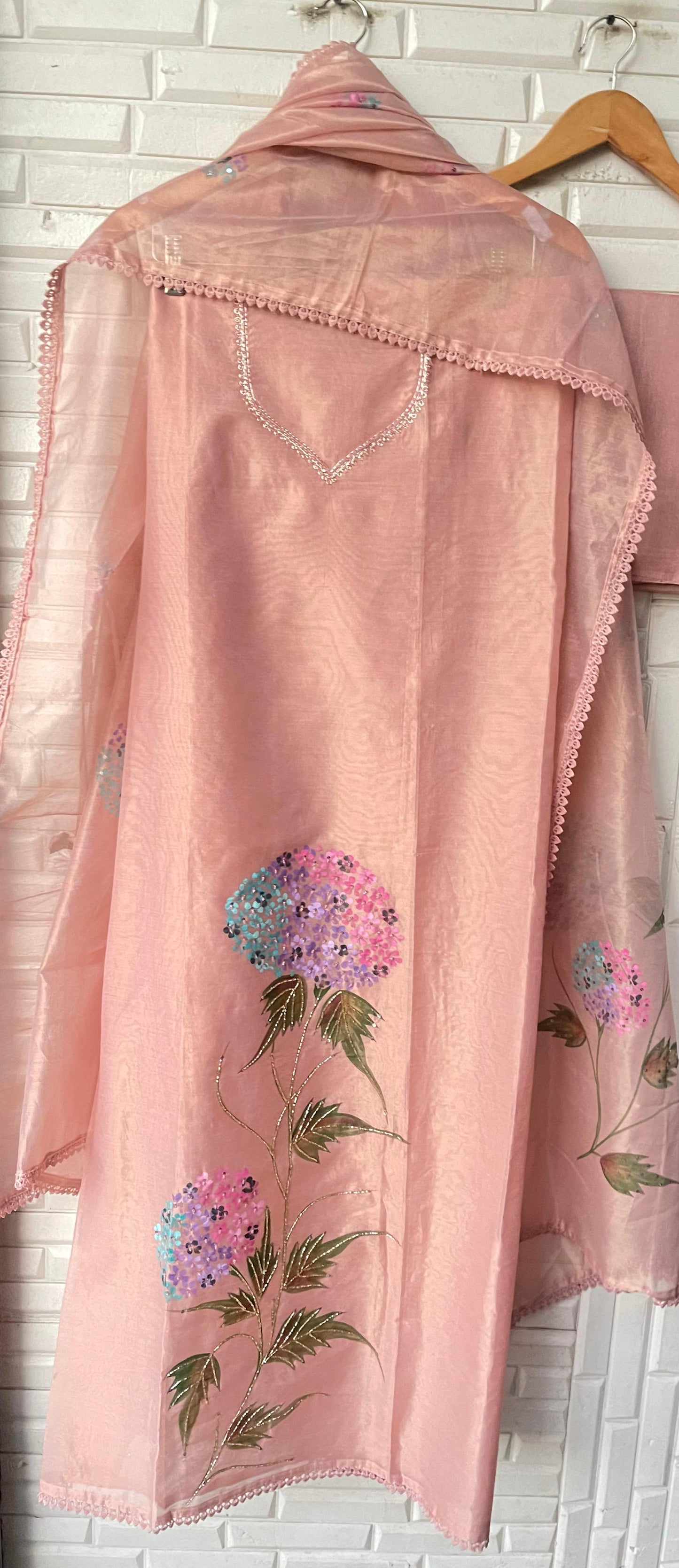 Shimmer silk organza unstitched ladies suit Rc17806