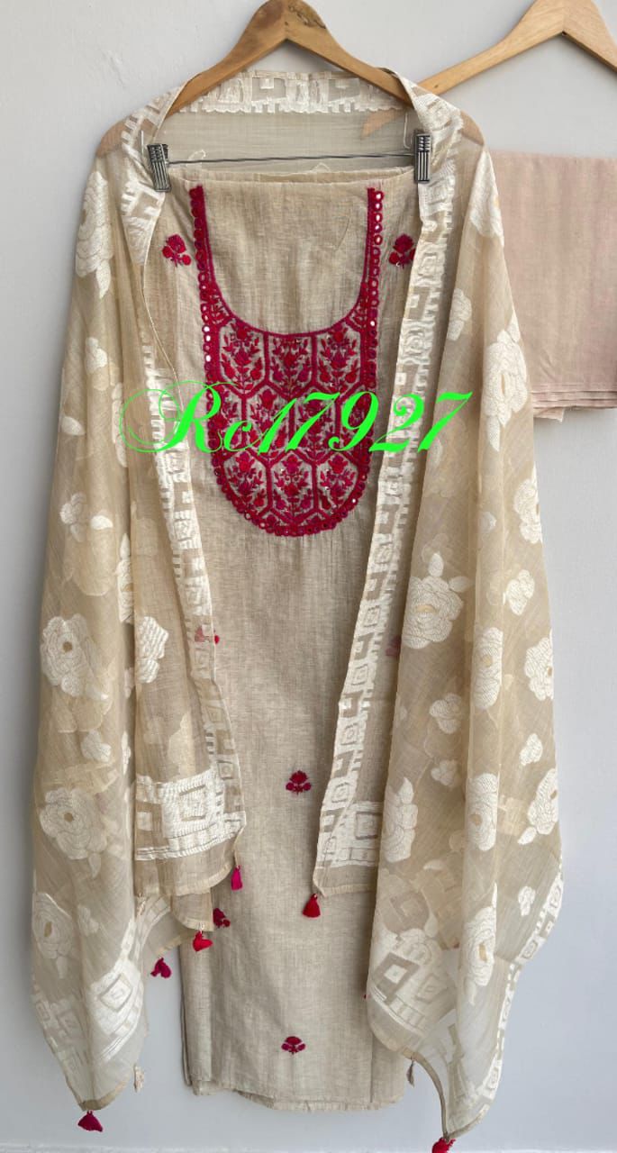 Self khadi mul chanderi unstitched ladies suit Rc17927