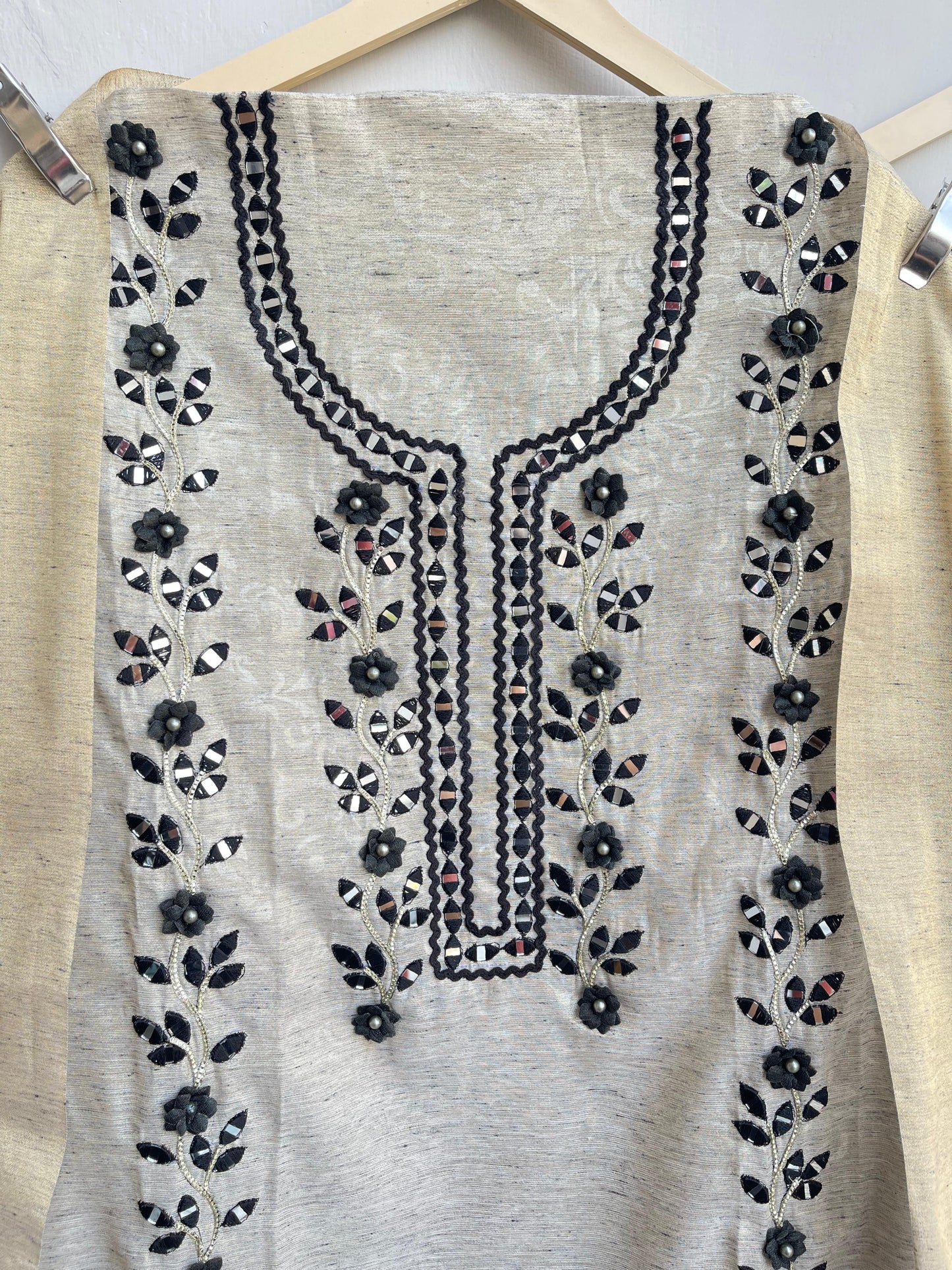 Self shimmer khadi silk unstitched ladies suit Rc17938