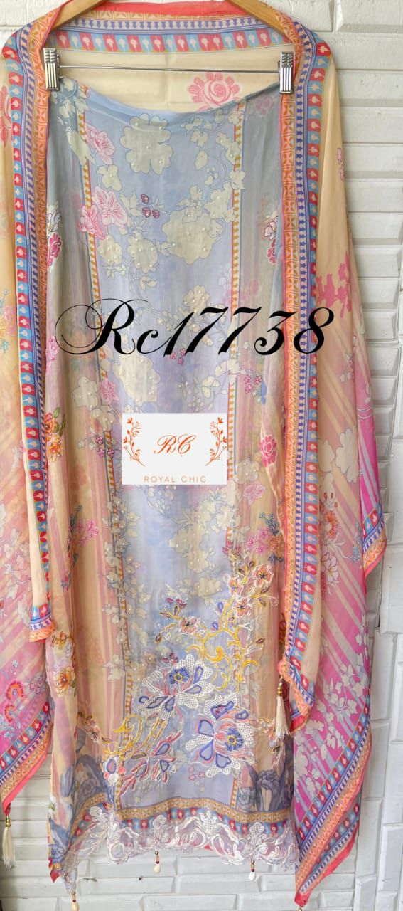 Organza unstitched ladies suit Rc17738