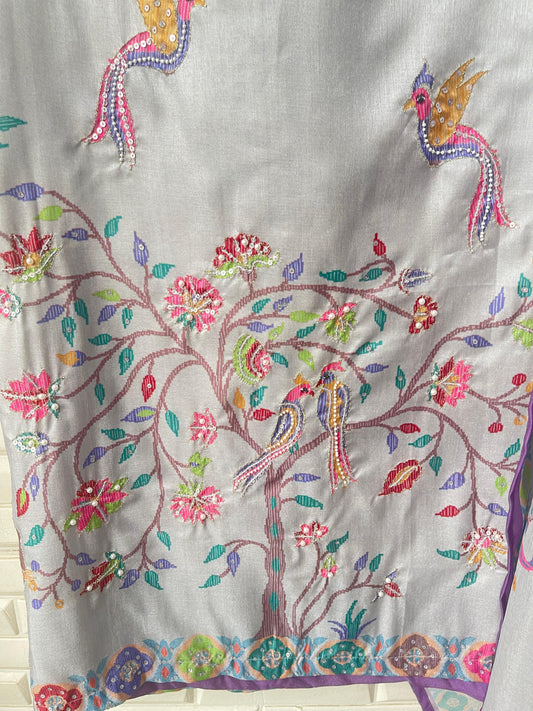 Tassar silk unstitched ladies suit Rc17702