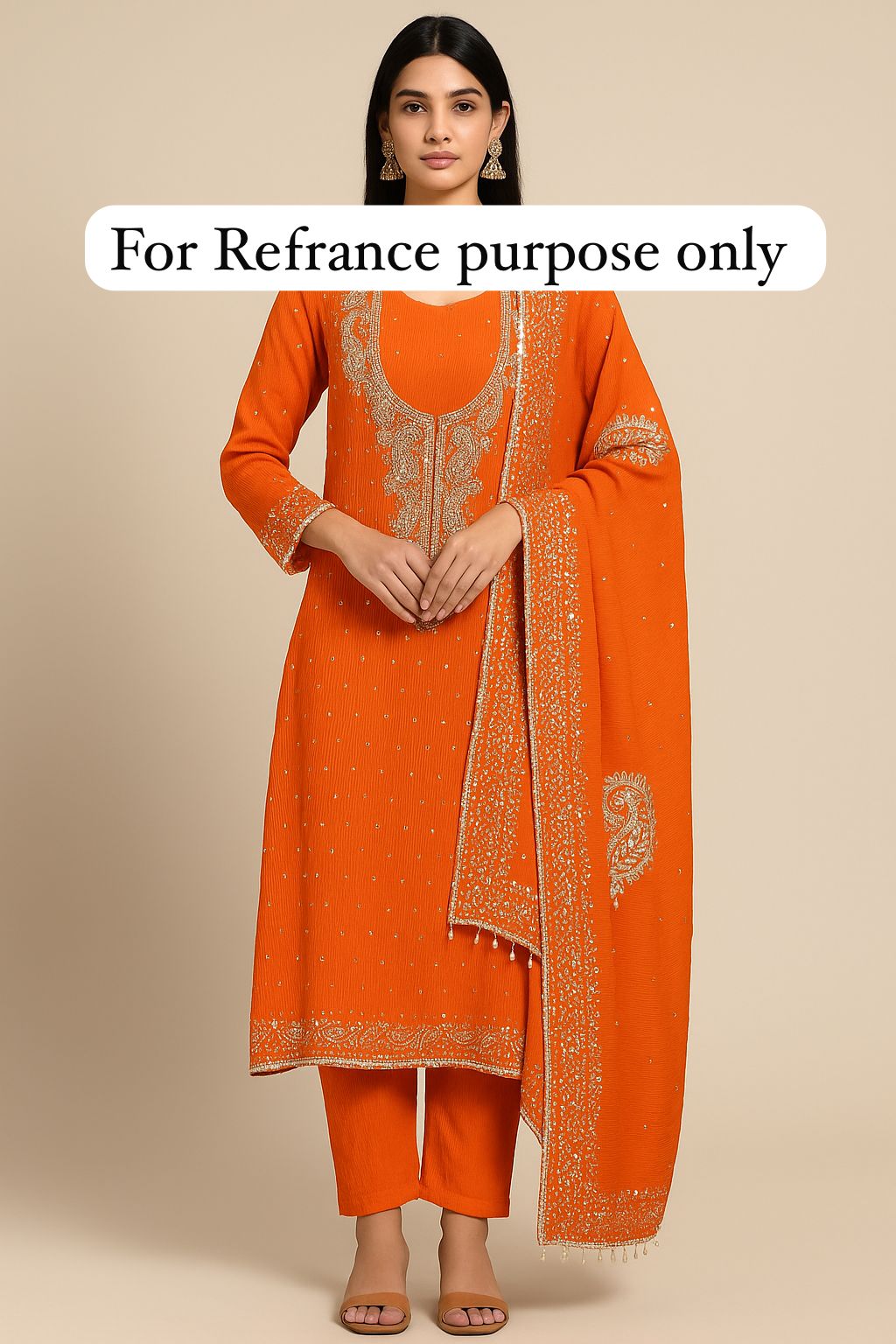 Crushed shimmer tissue unstitched ladies suit Rc17682