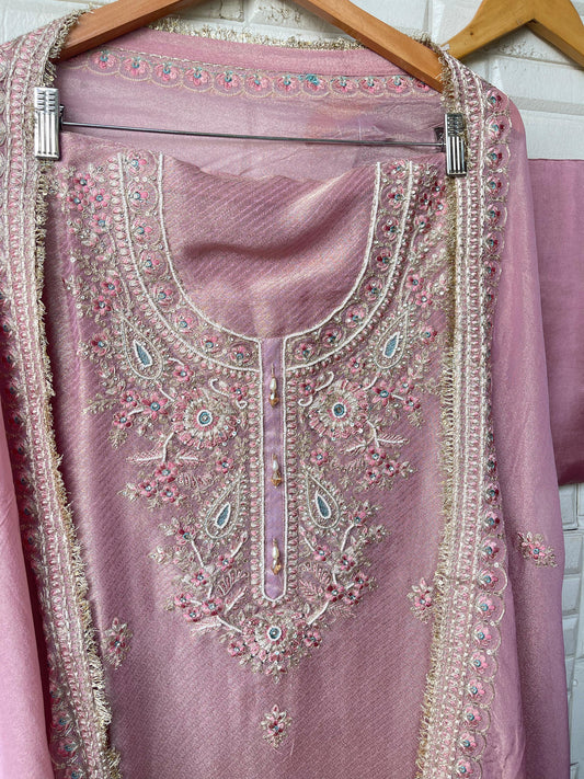 Pure banarasi shimmer silk unstitched ladies suit Rc17853 (c)