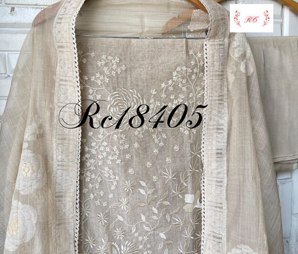 Fully Resham Embroidered Unstitched Mul Chanderi Suit RC-18405 โ view 7