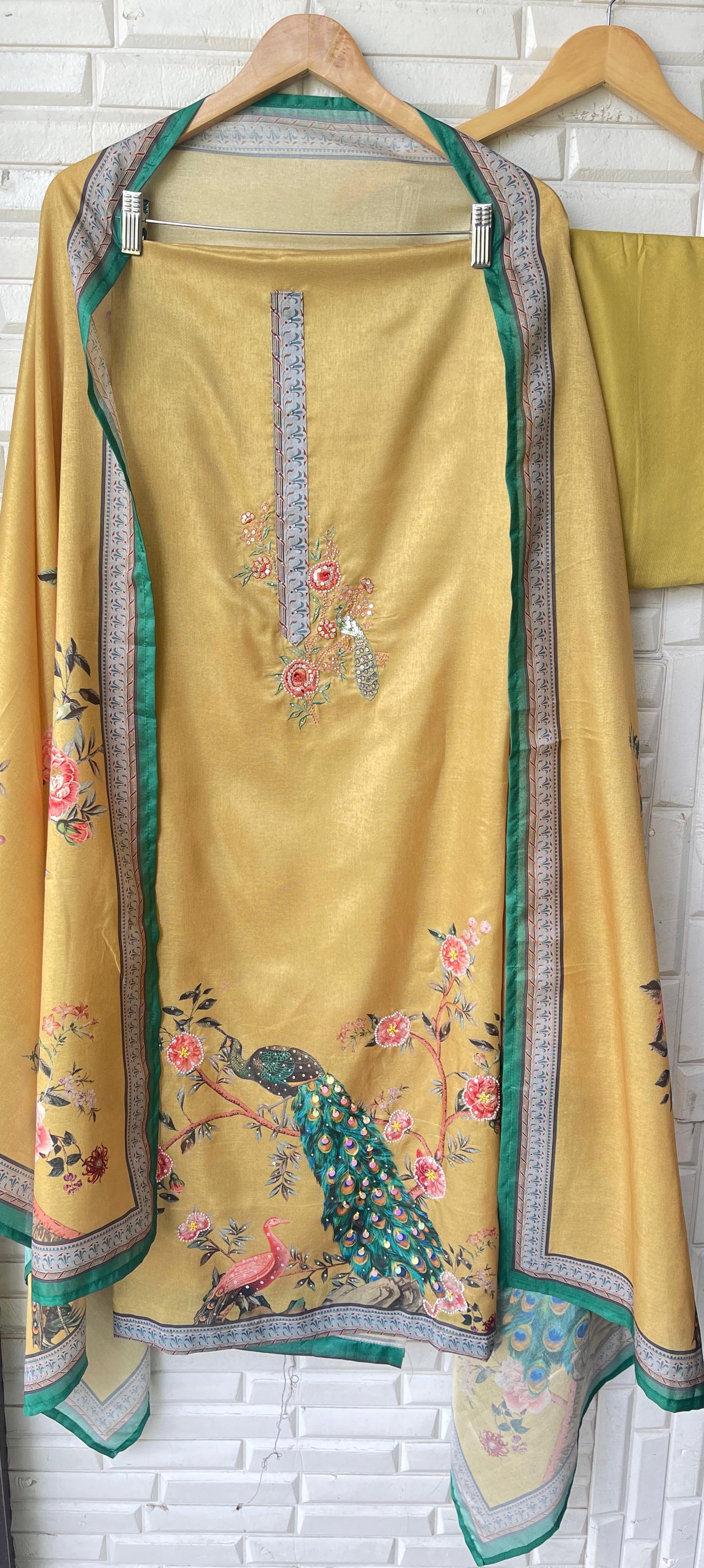 Tassar silk unstitched ladies suit Rc17699