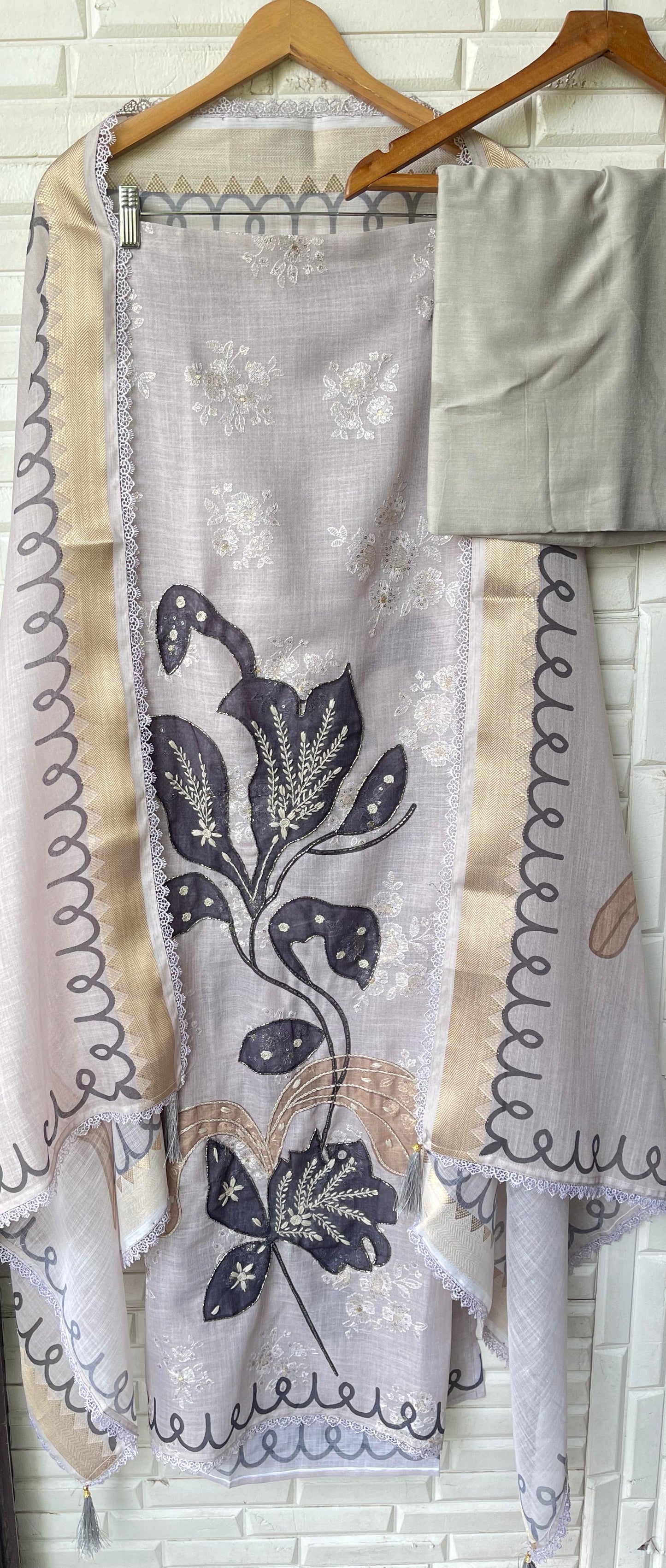 Linen cotton unstitched ladies suit Rc17323