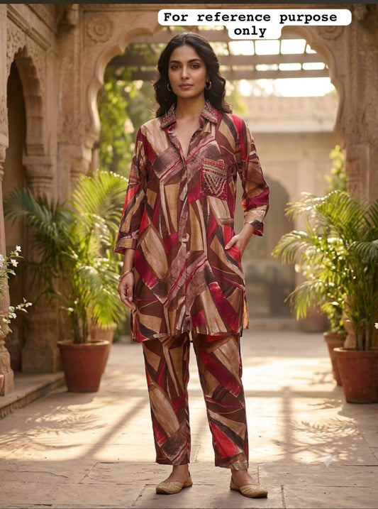 Muslin cotton printed stitched ladies coord set Rc19175