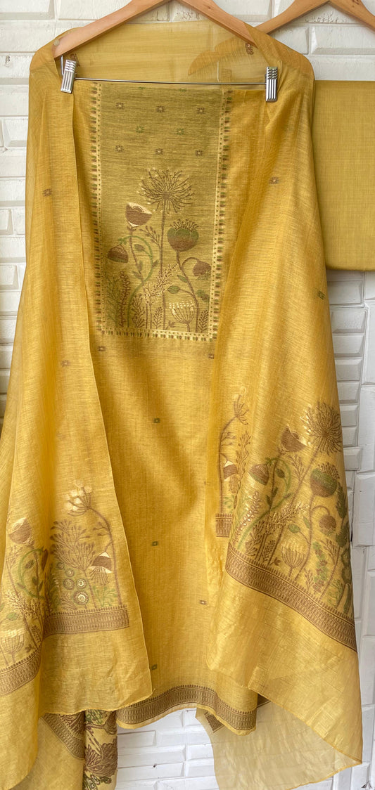 Cotton linen unstitched ladies suit Rc17510