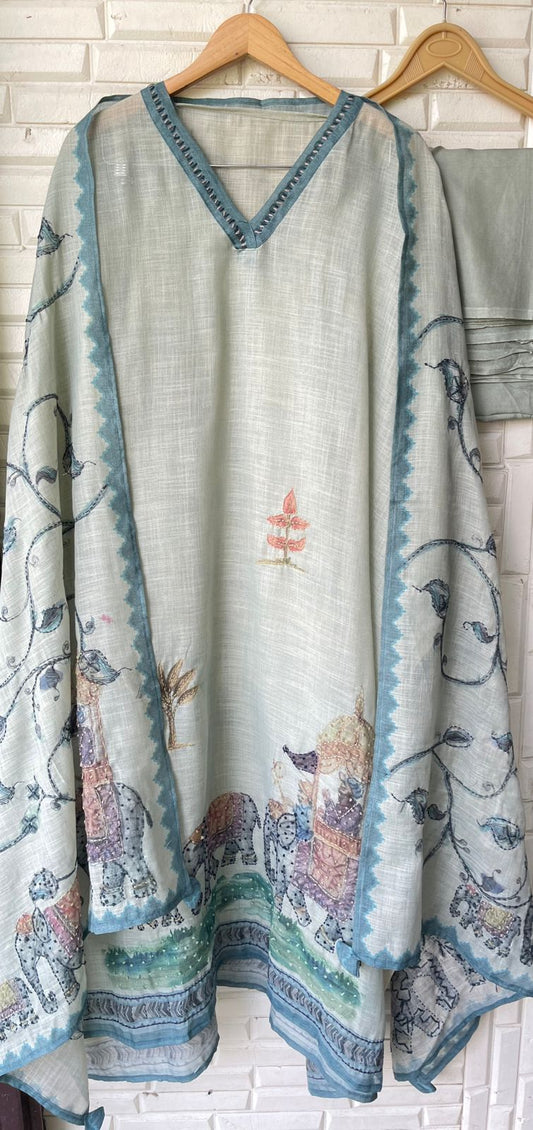 Pure linen unstitched ladies suit Rc17685 (b)