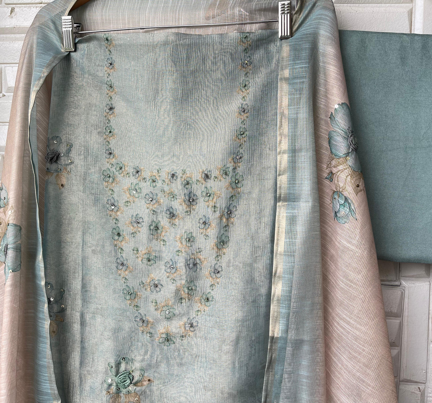 Self shimmer linen unstitched ladies suit Rc17486