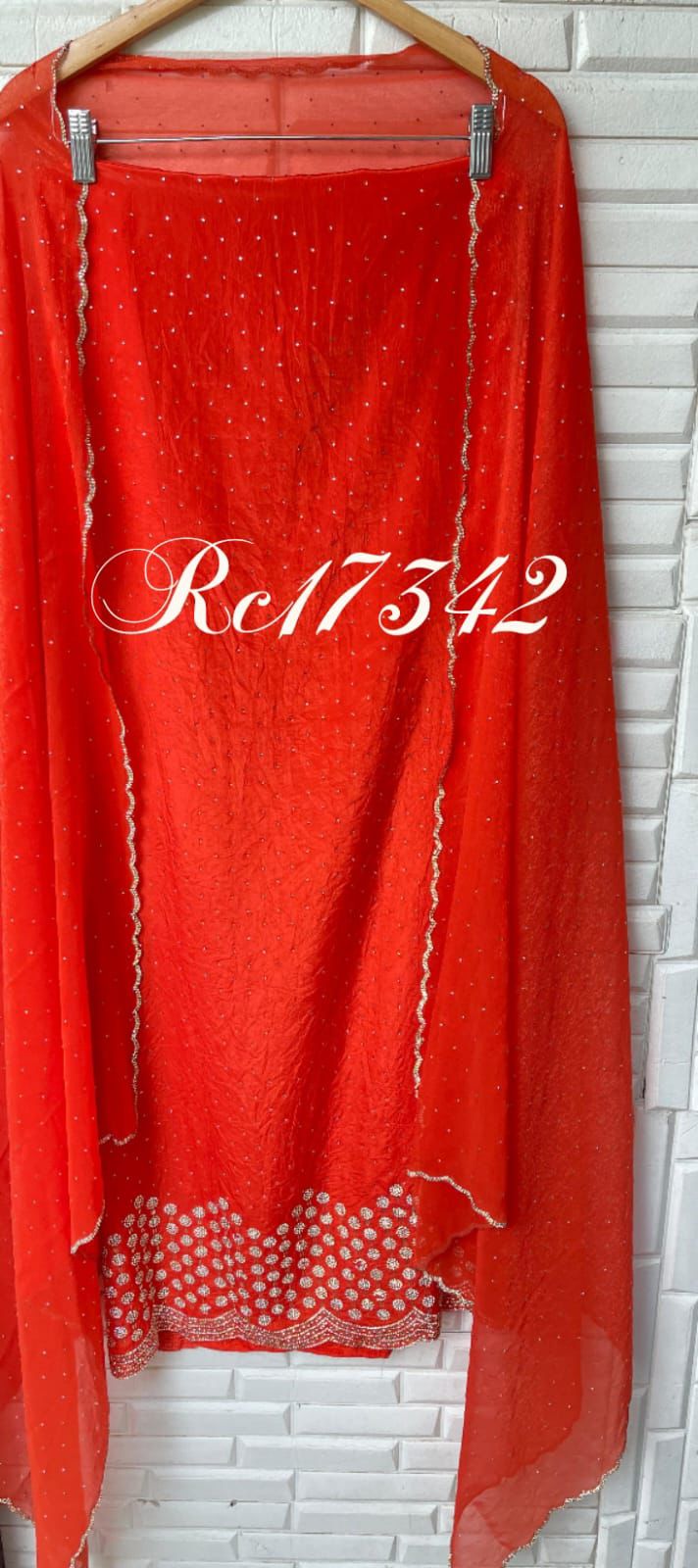 Tissue fabric unstitched ladies suit Rc17342