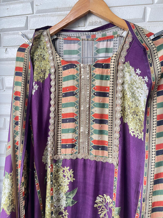 Muslin Printed Unstitched Ladies suit Rc 17259