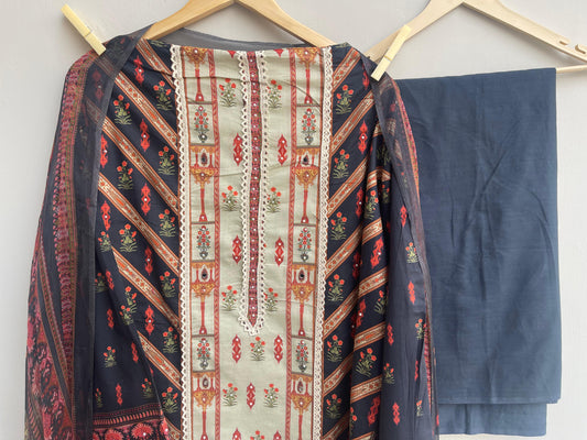 Cotton silk unstitched ladies suit Rc17950